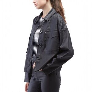 Revolve Oat Coated Faux-Leather Shirt Jacket